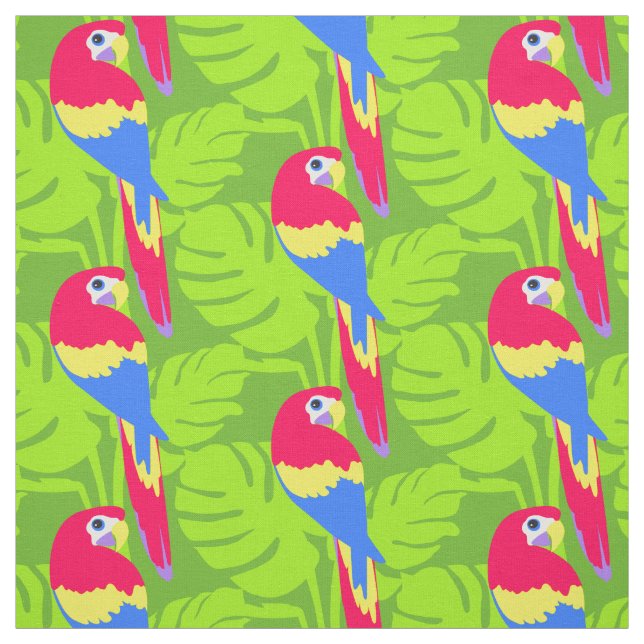 Parrot graphic bird art named purple fabric (Swatch)