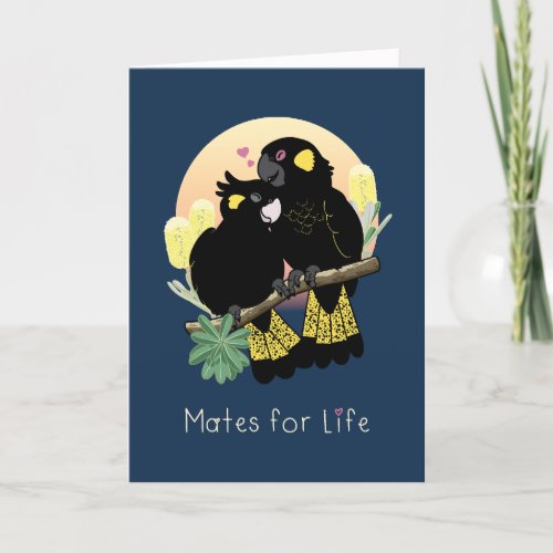Parrot Happy Anniversary Card with Black Cockatoos
