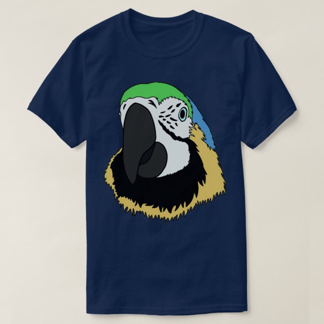 Parrot Head hand drawn with blue green and yellow T-Shirt (Design Front)