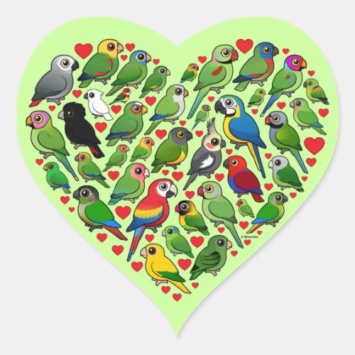 Parrot Heart Heart Sticker