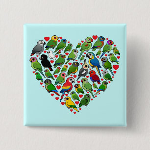 Parrot Heart Pinback Button