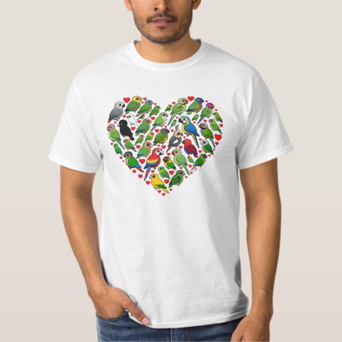 Cute Parrot Heart Tshirts & Gifts with Birdorable Birds