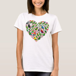Cute Parrot Heart Tshirts & Gifts with Birdorable Birds