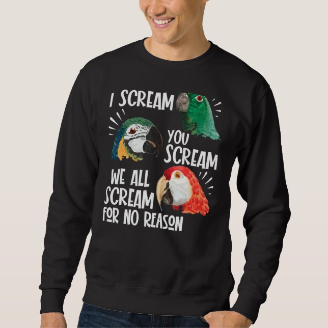 Parrot  I Scream You Scream We All Scream For No R Sweatshirt (Front)