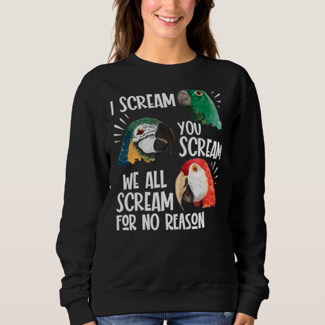 Parrot  I Scream You Scream We All Scream For No R Sweatshirt (Front)