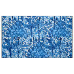 Parrot in a Jungle Setting, Indigo Blue and White Fabric