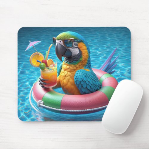 Parrot In a Swimming Pool Mouse Pad