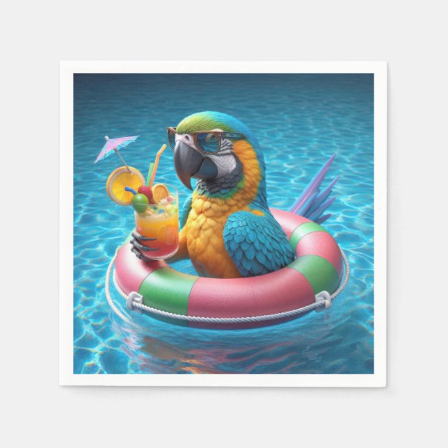 Parrot In a Swimming Pool Napkins (Front)