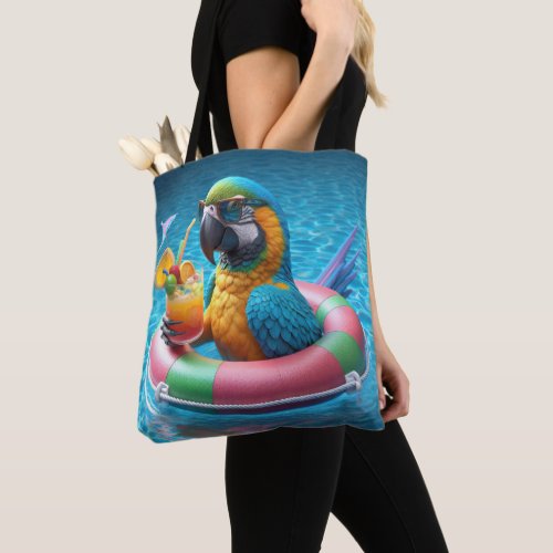 Parrot In a Swimming Pool Tote Bag