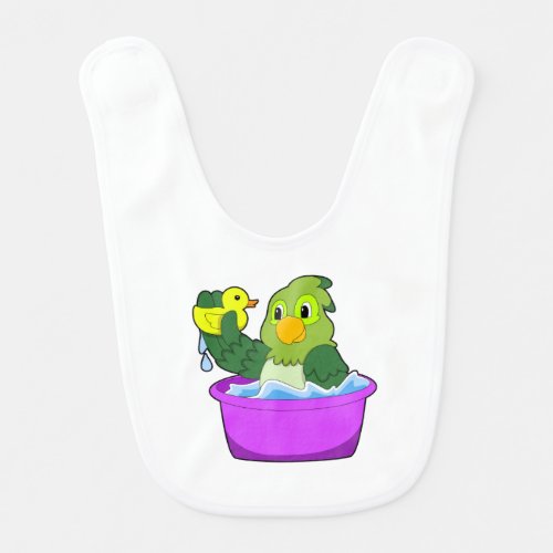 Parrot in Bathtub with Duck Baby Bib
