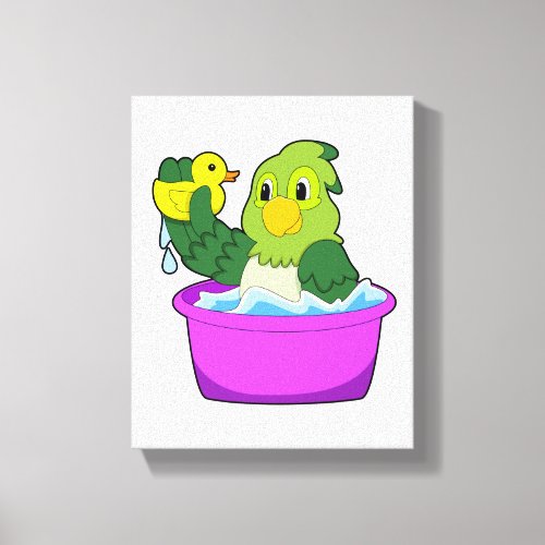 Parrot in Bathtub with Duck Canvas Print