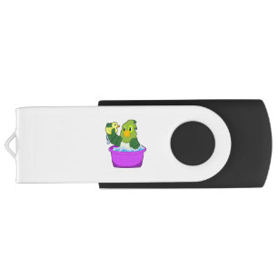 Parrot in Bathtub with Duck Flash Drive