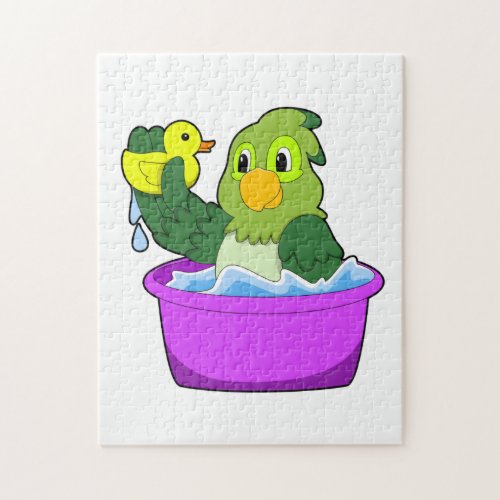 Parrot in Bathtub with Duck Jigsaw Puzzle