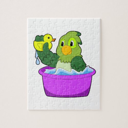 Parrot in Bathtub with Duck Jigsaw Puzzle