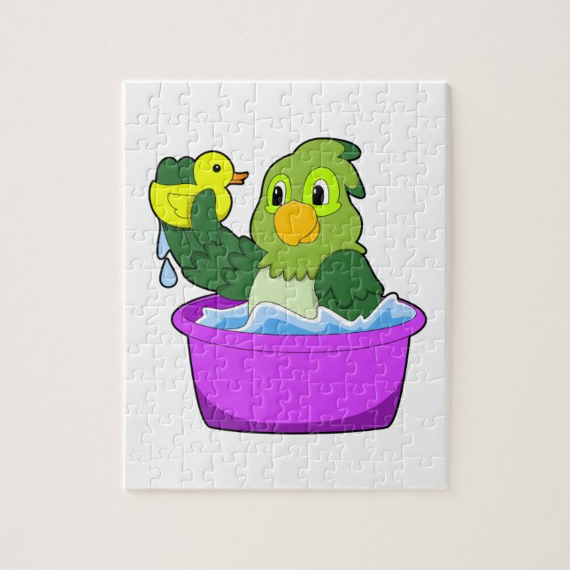 Parrot in Bathtub with Duck Jigsaw Puzzle (Vertical)