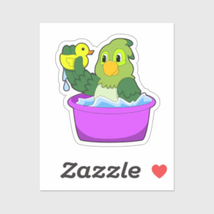 Parrot in Bathtub with Duck Sticker
