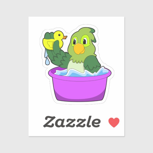 Parrot in Bathtub with Duck Sticker (Sheet)