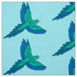 Parrot in Flight, Aqua and Cobalt Blue Fabric