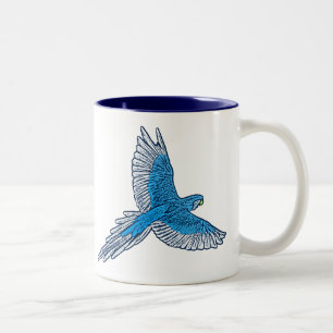 Parrot in Flight, Cobalt Blue and Navy Two-Tone Coffee Mug
