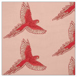Parrot in Flight, Coral Orange and Cream Fabric