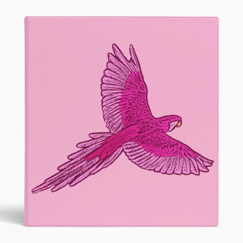 Parrot in Flight Fuchsia and Ice Pink  3 Ring Binder