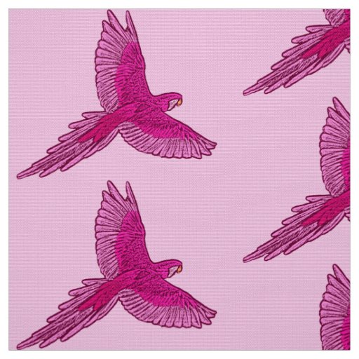 Parrot in Flight, Fuchsia and Ice Pink Fabric