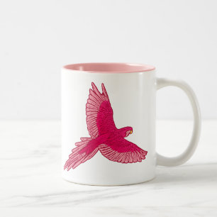 Parrot in Flight, Fuchsia and Light Pink Two-Tone Coffee Mug