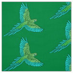 Parrot in Flight, Jade Green and Turquoise Fabric