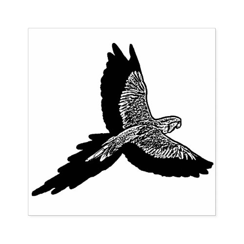 Parrot in Flight Rubber Stamp