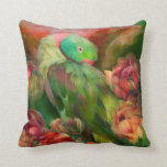 Parrot In Parrot Tulips Art Decorator Pillow