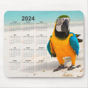 Parrot in the Sand 2024 Calendar Mouse Pad