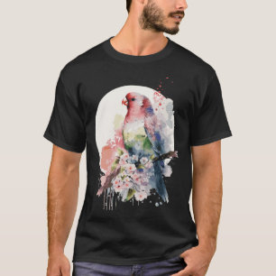 Parrot Japanese Cherry Blossom Watercolor Parakeet T-Shirt