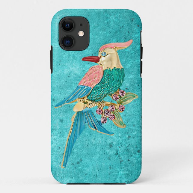 Parrot Jewel Turquoise Snowflakes iPhone 5 Case (Back)