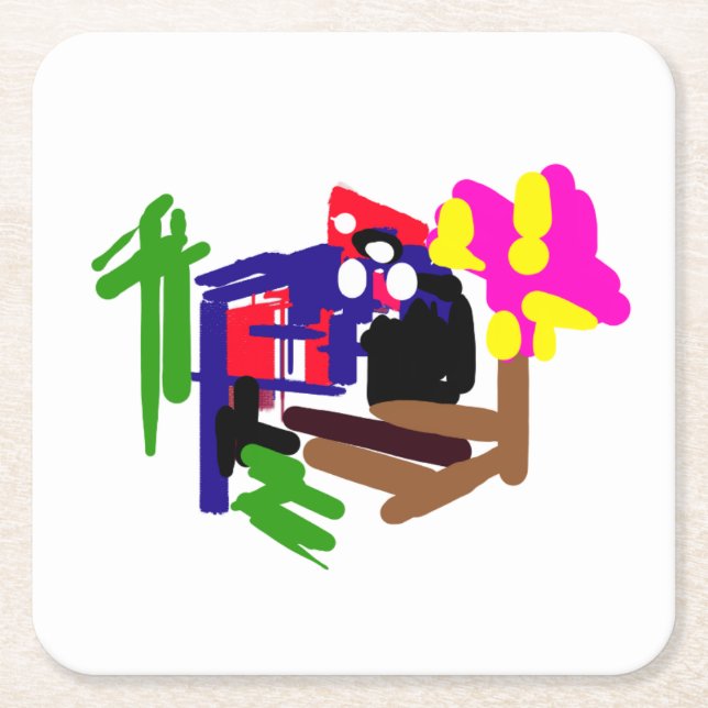 Parrot joy summer time  square paper coaster (Front)