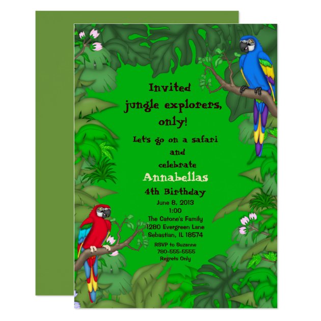 Parrot Jungle Birthday Invitation