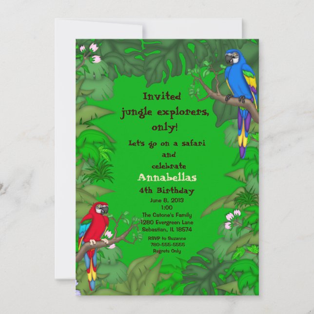 Parrot Jungle Birthday Invitation (Front)