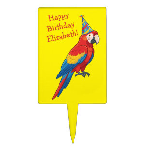 Parrot Kids Birthday Party Cake Topper
