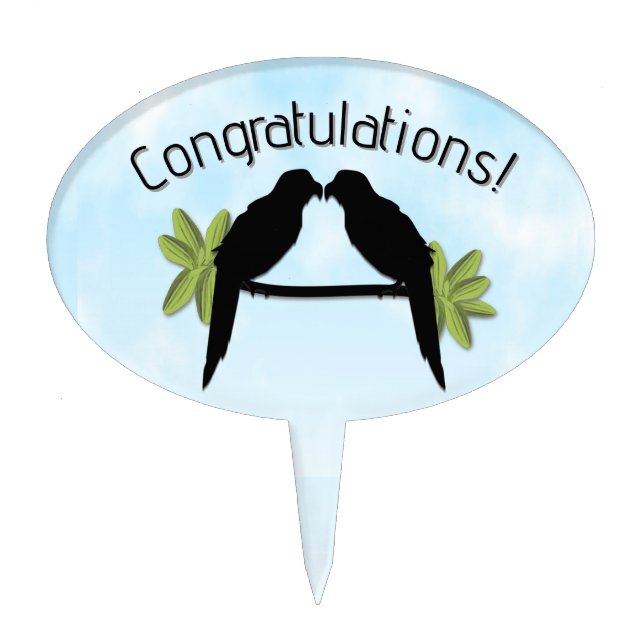 Parrot Love Custom Celebration Text Cake Topper (Front)