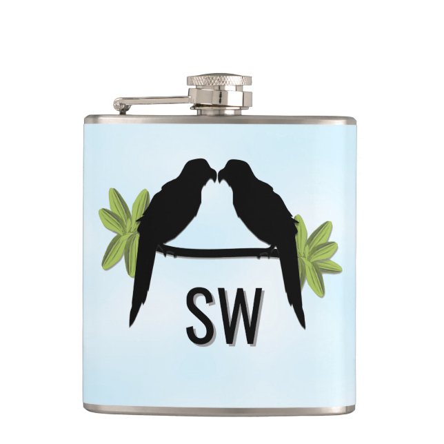 Parrot Love Monogram Flask (Front)