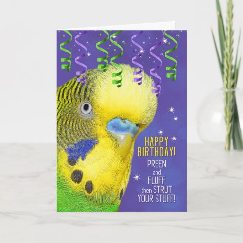 Parrot Lover Birthday with Budgie Fun Bird Lover Card