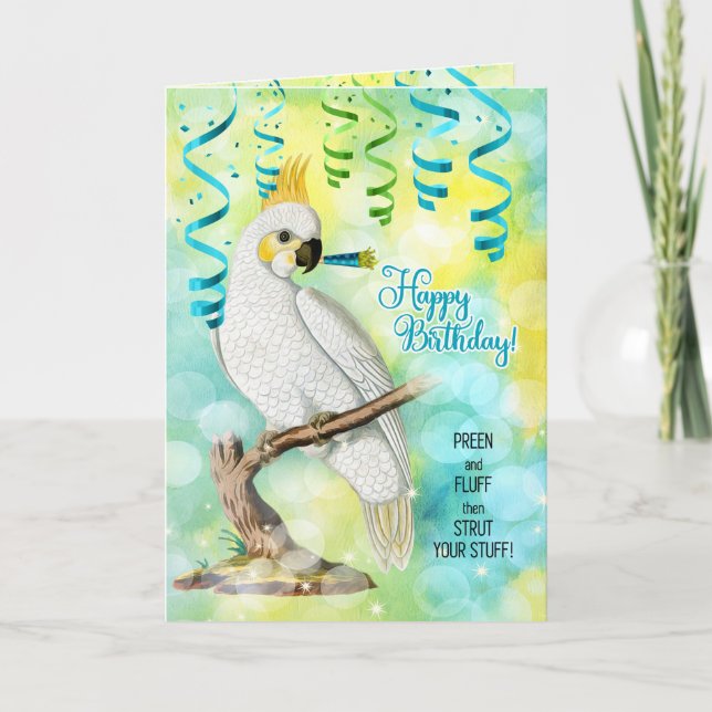 Parrot Lover Birthday with Cockatoo Card (Front)