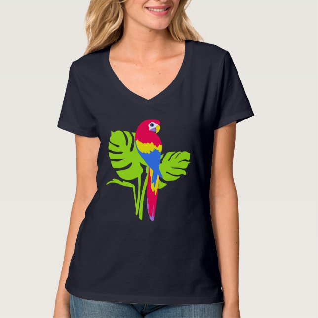 Parrot Macaw bird simple graphic art t-shirt (Front)