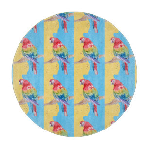 Parrot Macaw Blue Bird Birthday Boys Mens  Cutting Board