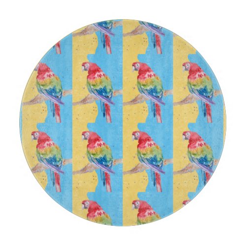 Parrot Macaw Blue Bird Birthday Boys Mens  Cutting Board