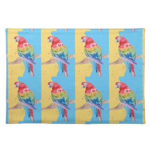 Parrot Macaw Blue Bird Birthday Boys Mens Name Tea Cloth Placemat