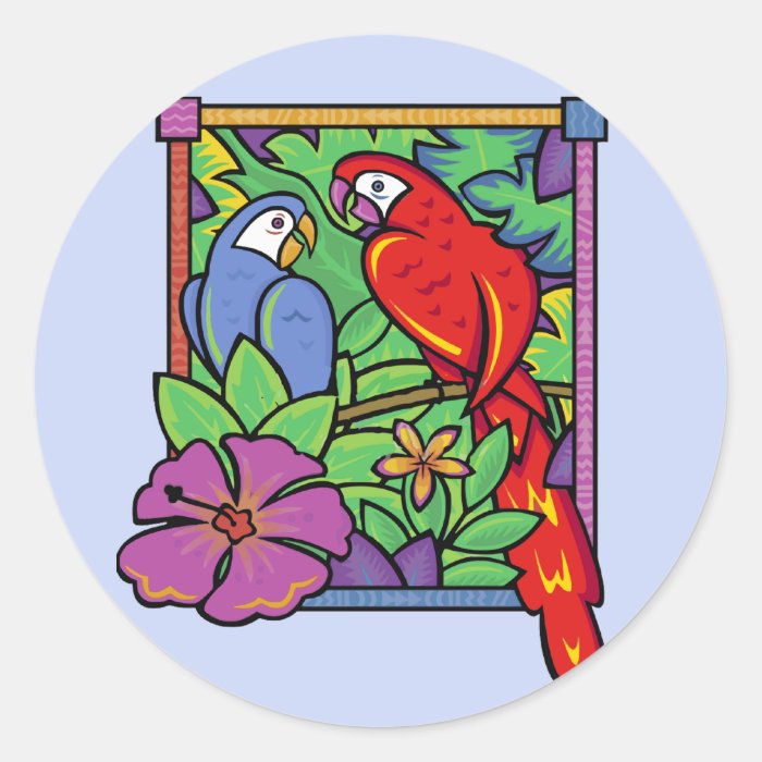 Parrot & Macaw in the Jungle Stickers