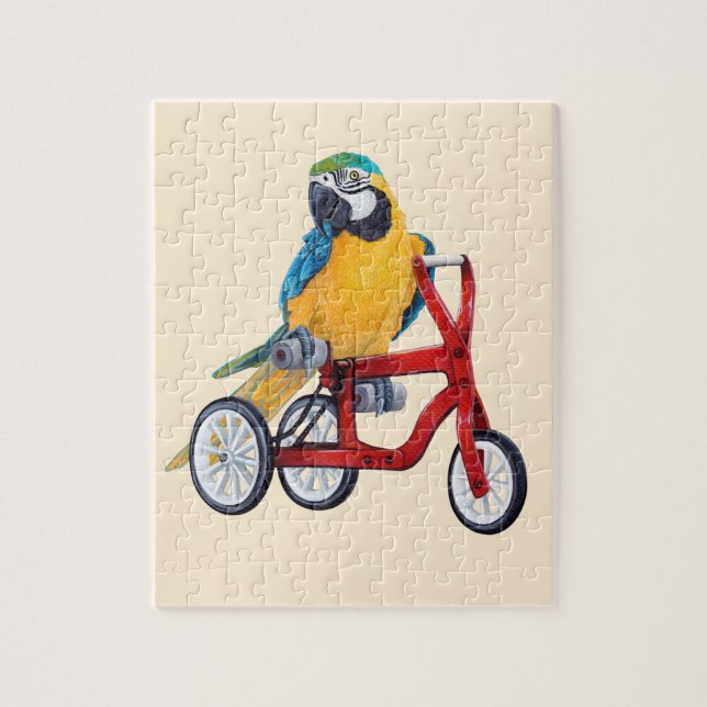 Parrot Macaw on Tricycle bike Jigsaw Puzzle (Vertical)
