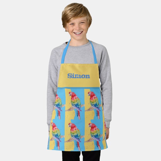 Parrot Macaw Pastel Blue Bird Birthday Boys Apron