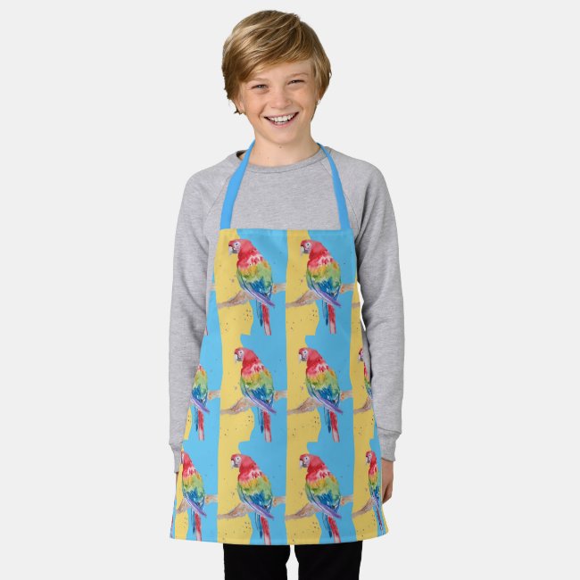 Parrot Macaw Pastel Blue Bird Birthday Boys Childs Apron