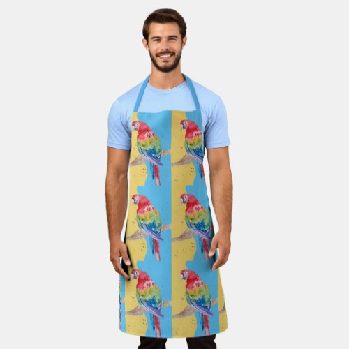 Parrot Macaw Pastel Blue Bird Birthday Boys Mens Apron